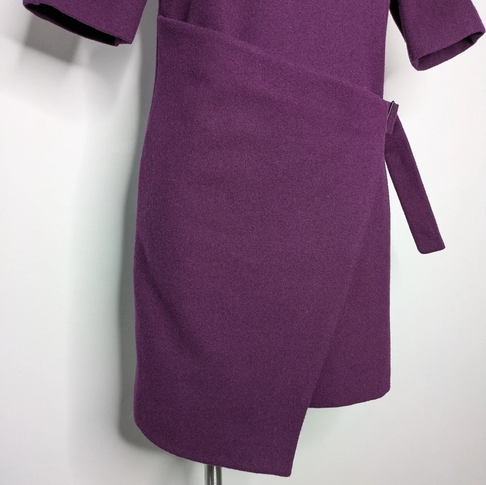 Kate Spade Saturday Purple Belted Short Sleeve Wool Midi Wrap Dress L